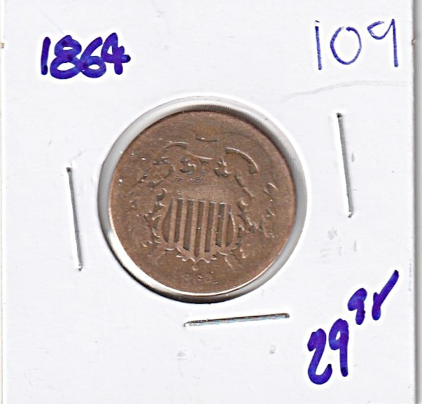 1864 Civil War Era 2 Cent Piece #813