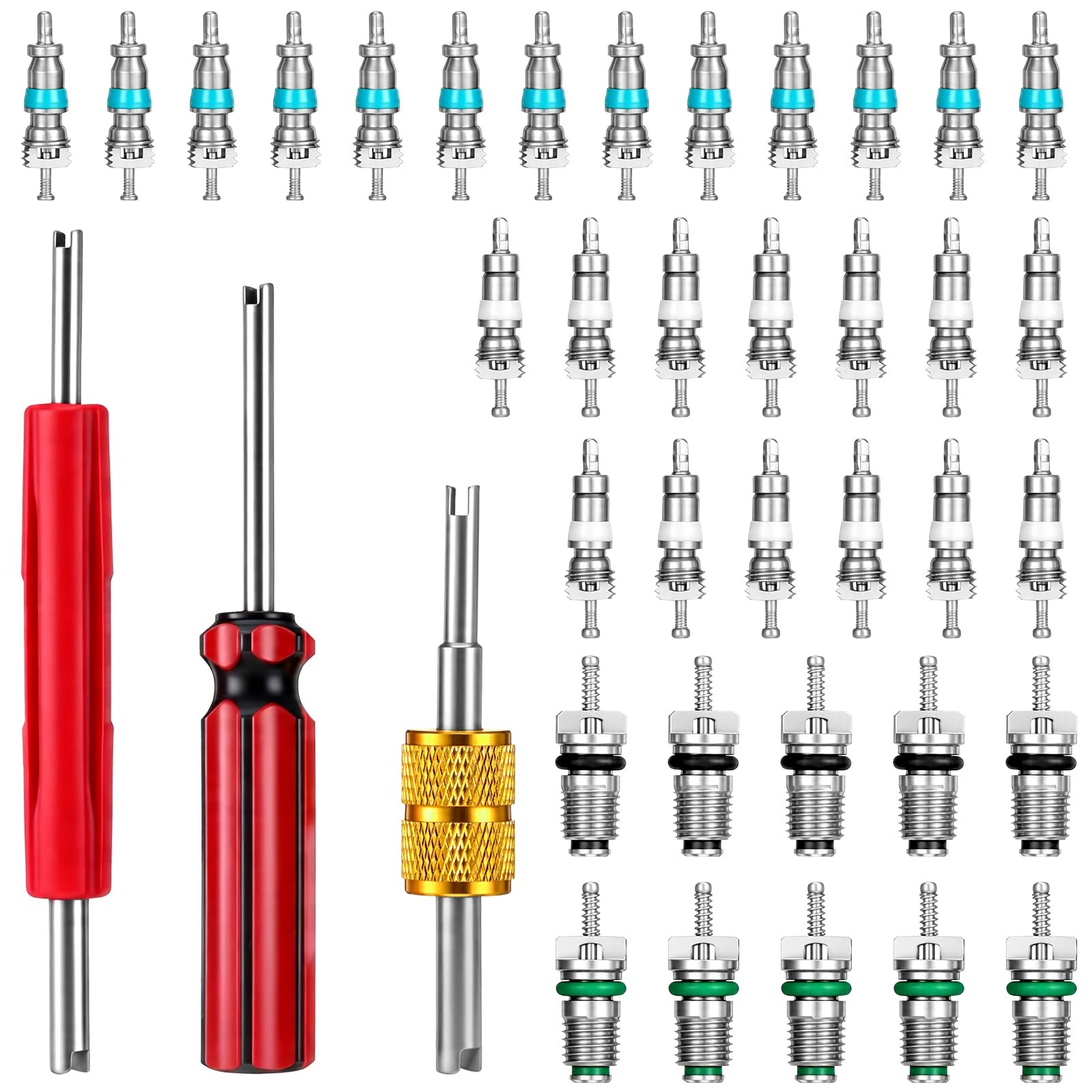 39Pcs Conditioning Valve Core Kit R12 R134a Refrigeration Systems Schrader Va...