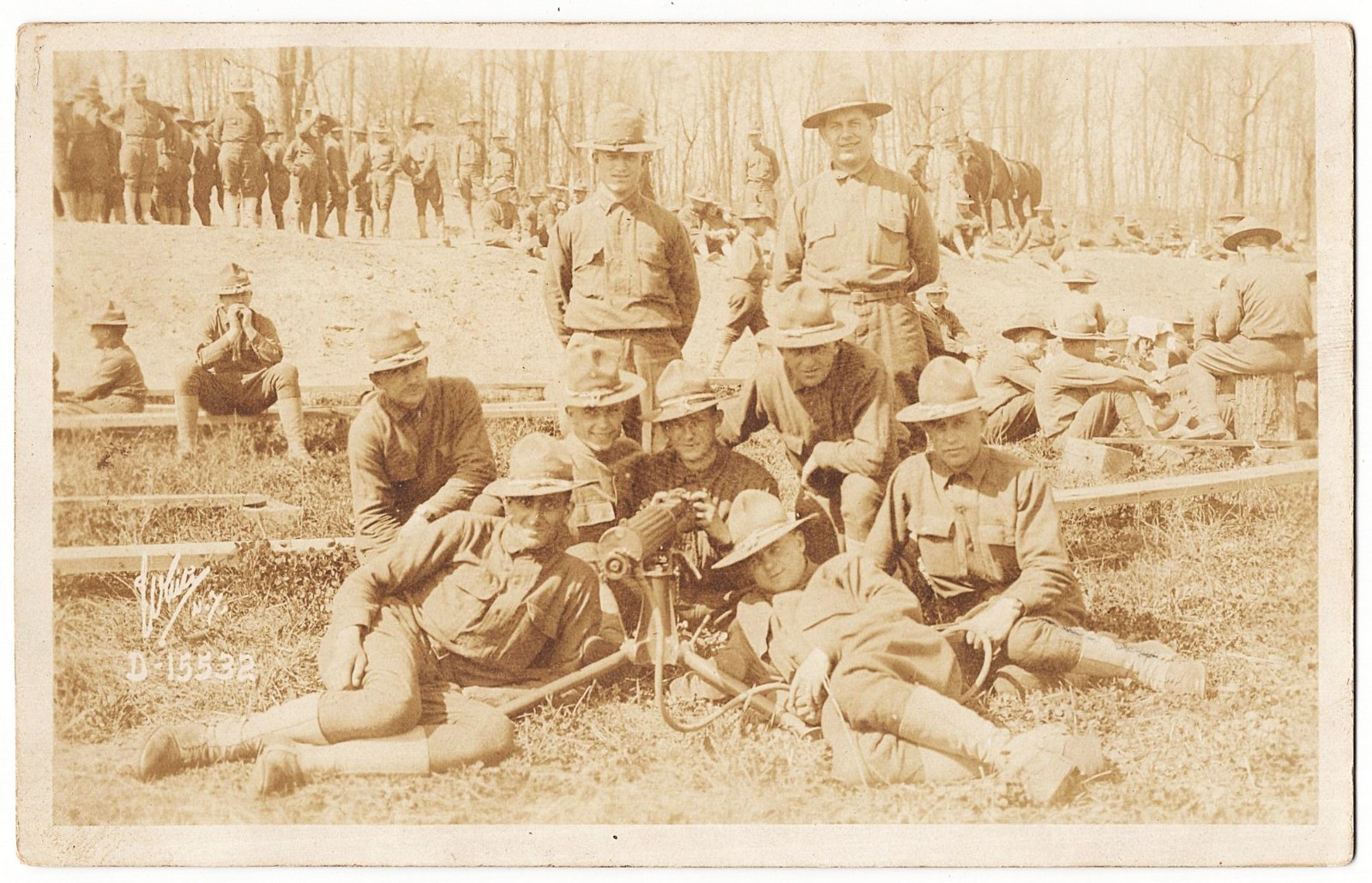 real photo U.S. Army Soldiers Machine Gun antique postcard RPPC