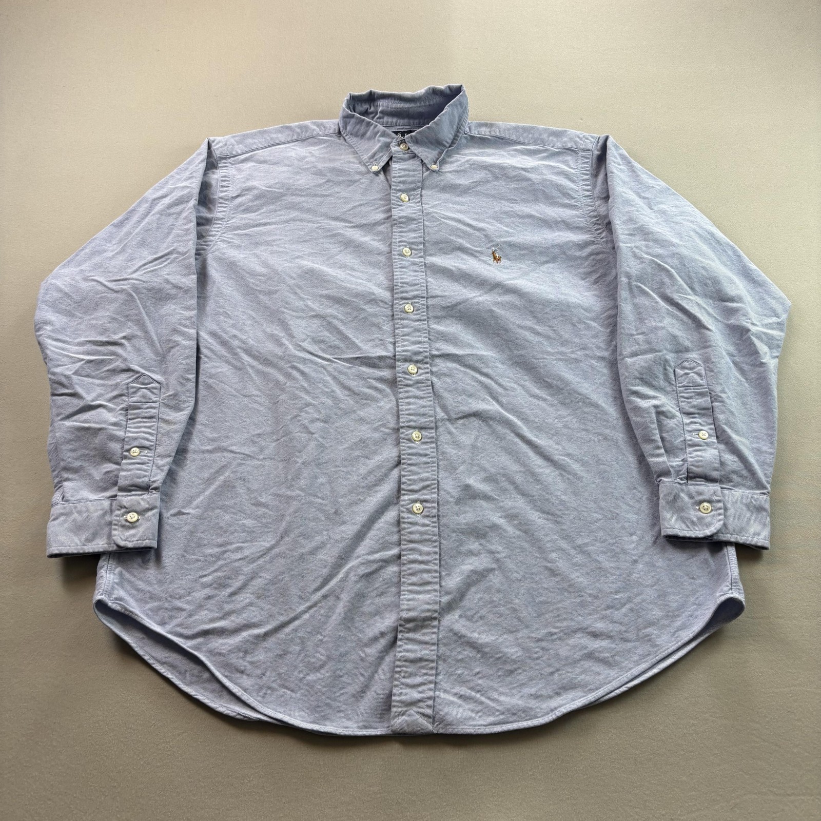 Vintage Ralph Lauren Shirt Yarmouth Oxford Mens 16.5x34 Blue Button Down Pony