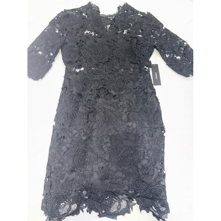 NWT Lulus Black Floral Lace Long Sleeve Mini Dress Size M