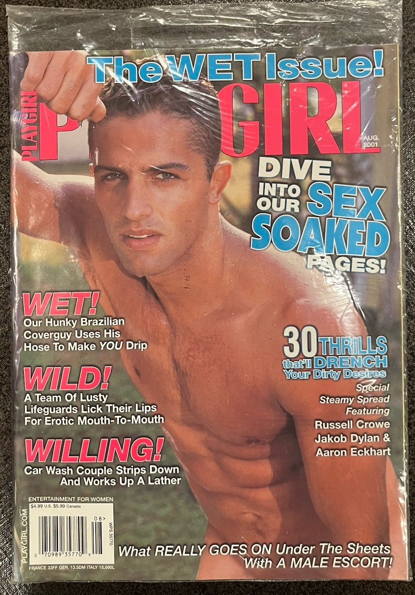 Playgirl Magazine, August, 2001. The Wet Issue. New Factory Sealed Bag. Rare