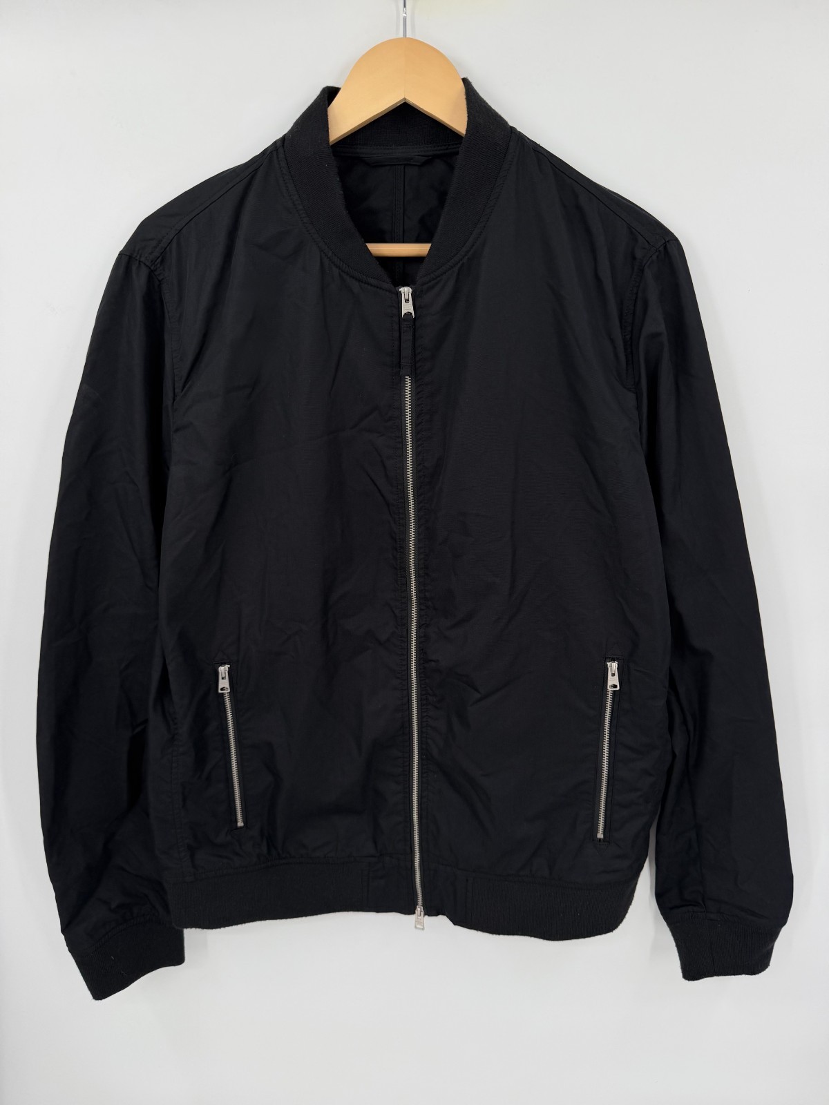 AllSaints Men’s Udan Bomber Jacket Black Full Zip Size Medium