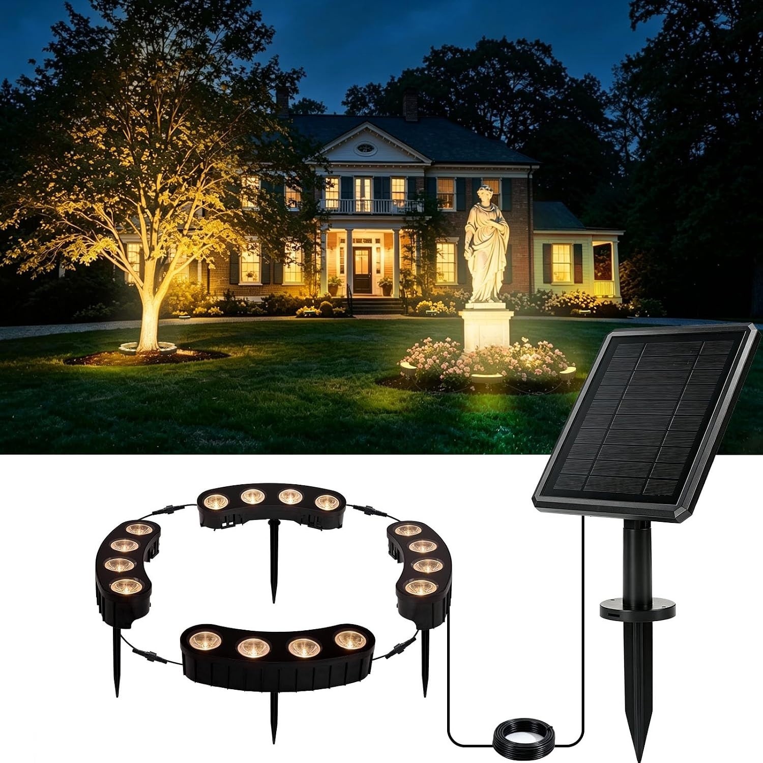 Solar Tree Lights, Upgraded Solar Spot Lights Outdoor, Warm White