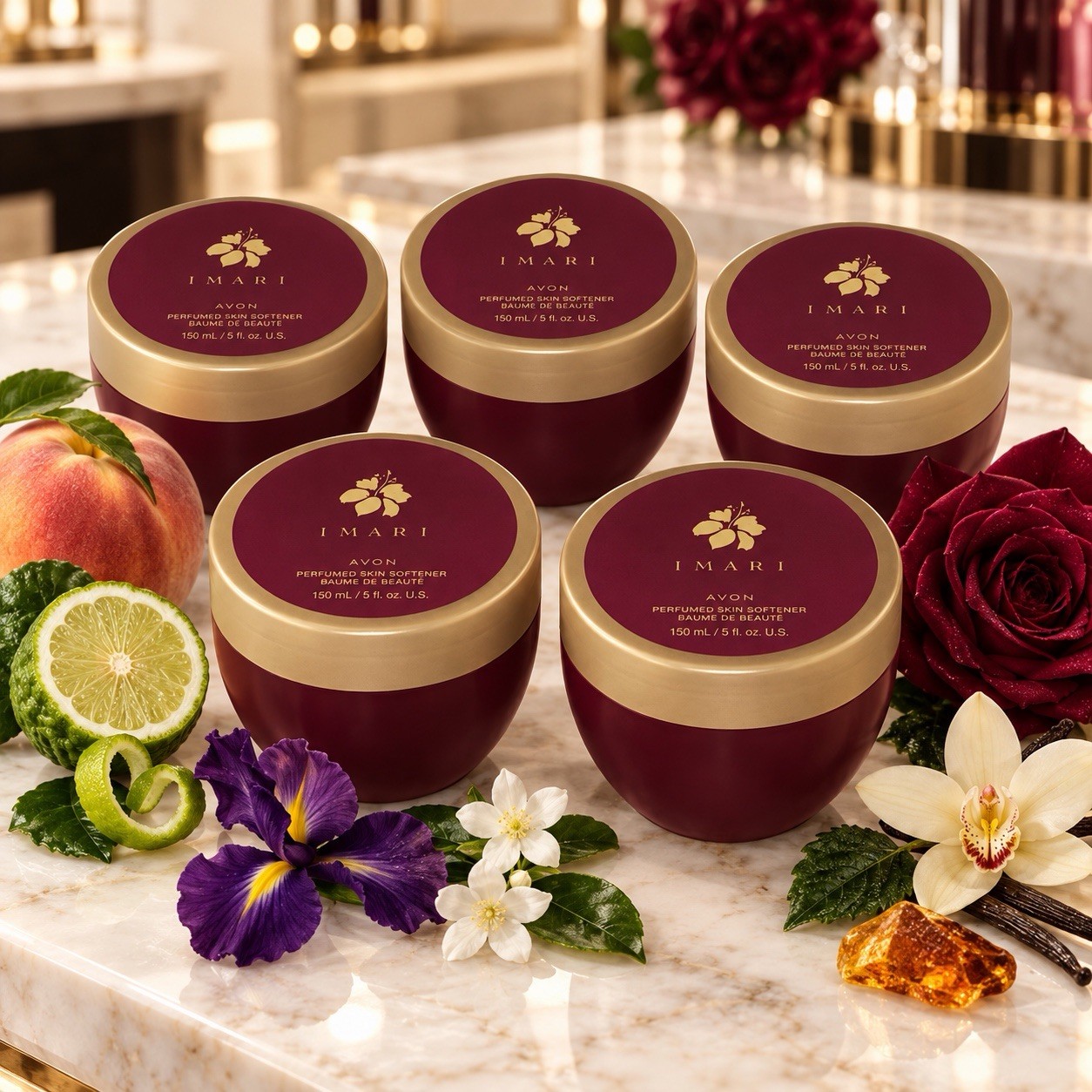 Avon Imari Perfumed Skin Softener 5 oz Lot of 5 Body Cream Soft Amber