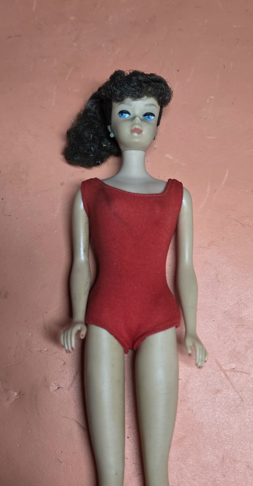 Vintage 1960\'s Pony Tail Brunette Barbie No. 6 Or 7 Missing Earring Very Clean 