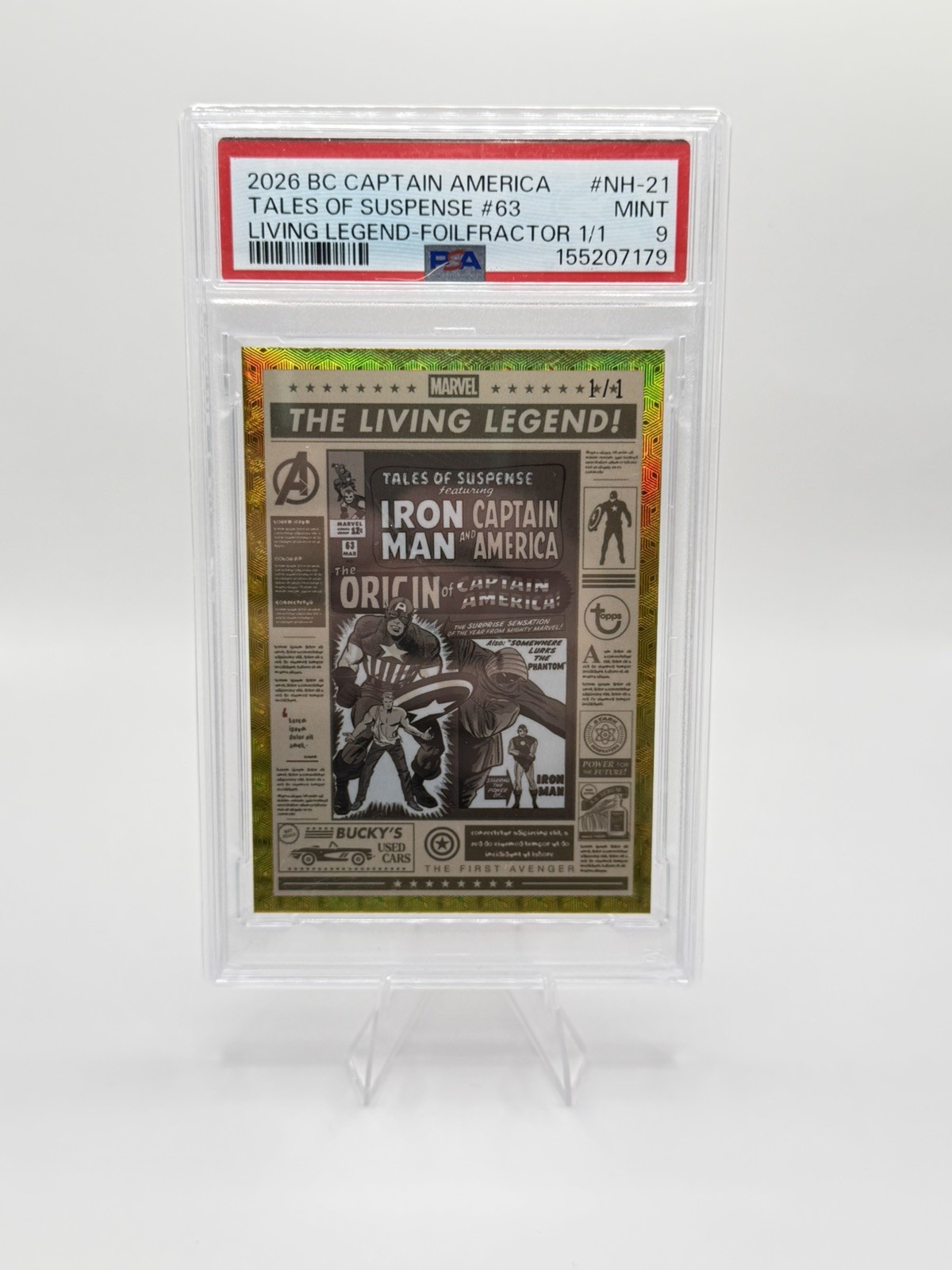 2026 Captain America Brooklyn living legend comic #63 Superfractor 1/1 PSA-9
