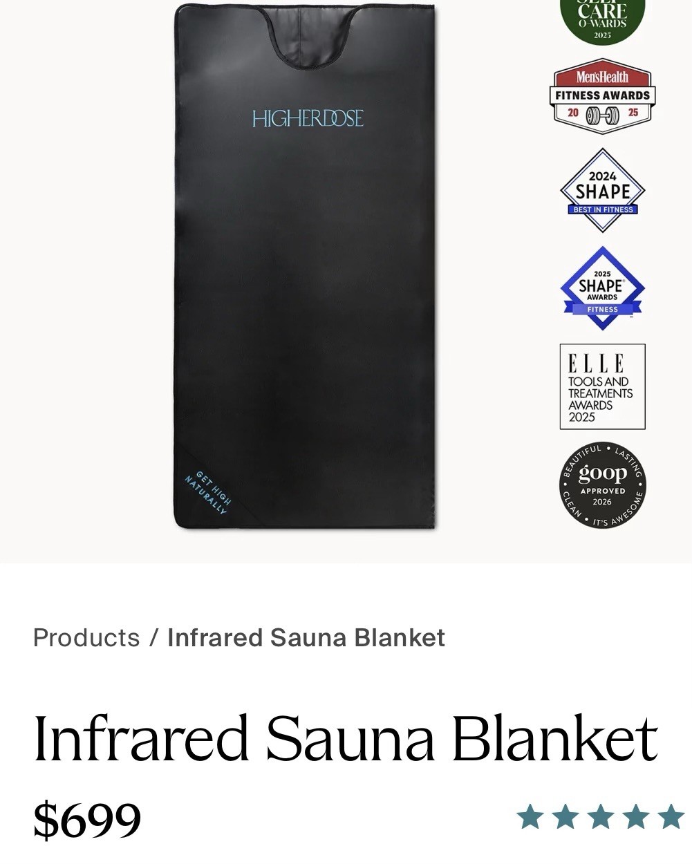 HIGHERDOSE Infrared Sauna Blanket - HigherDOSE Model, ($699.00 value) NEW IN BOX