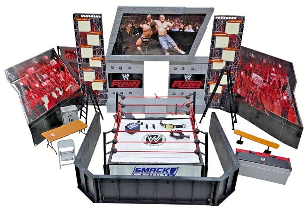 Jakks WWE Wrestling RAW Tables Ladders Chairs Arena Playset Ring WWF John Cena