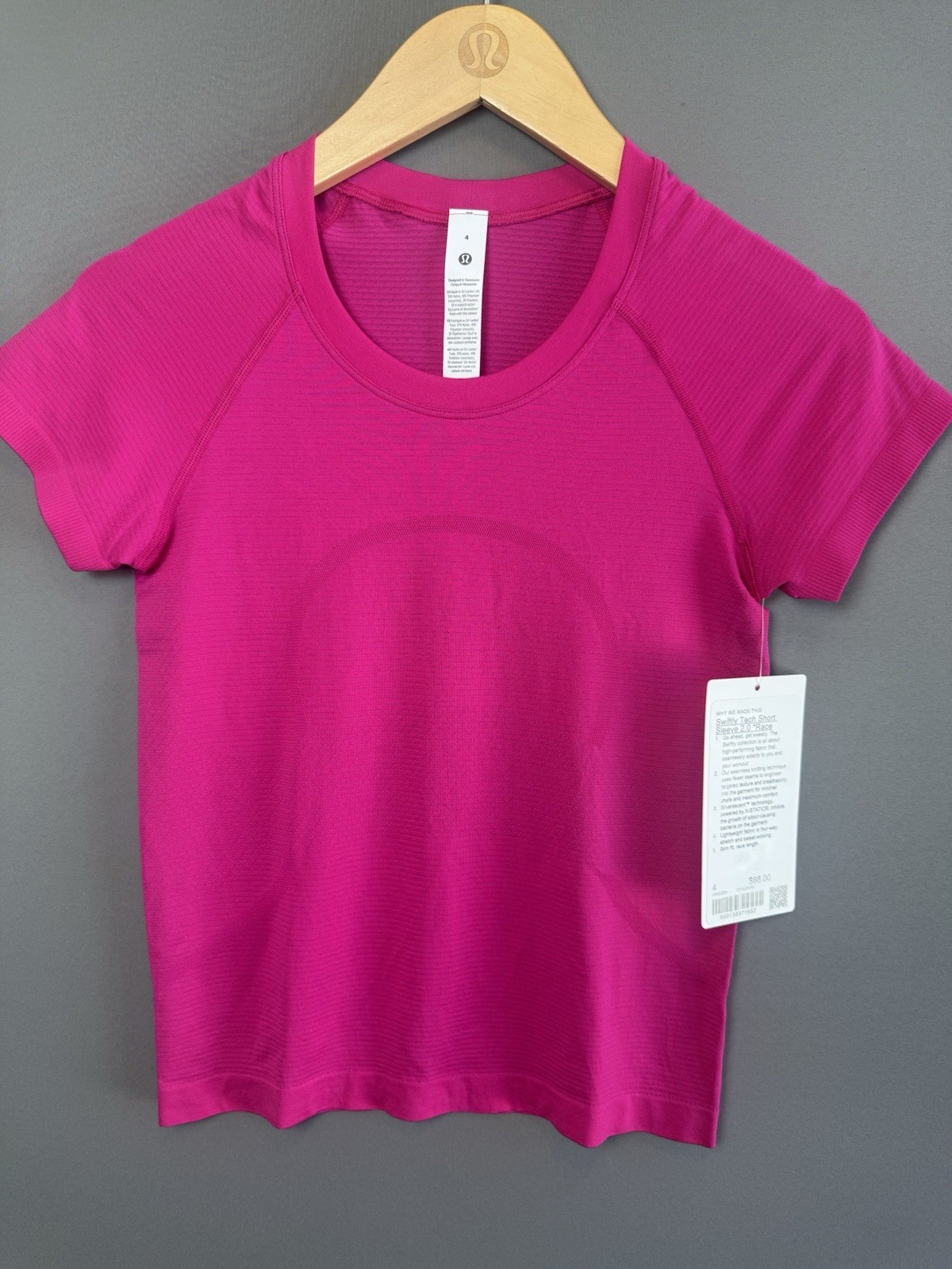 NWT Lululemon Swiftly Tech Short Sleeve 2.0 Race Pink Flare Size 4