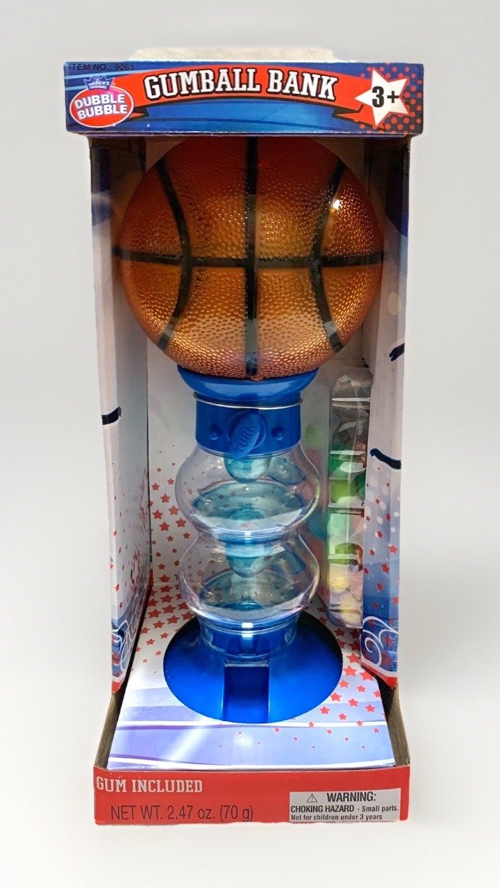 NEW Dubble Bubble Basketball Themed Gumball Dispenser Coin Bank Toy w/Gumballs