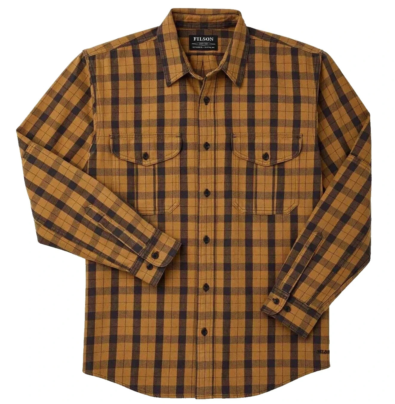 Filson Vintage Wash Alaskan Guide Shirt Men\'s Wheat Cinder Gold NEW 8oz Flannel