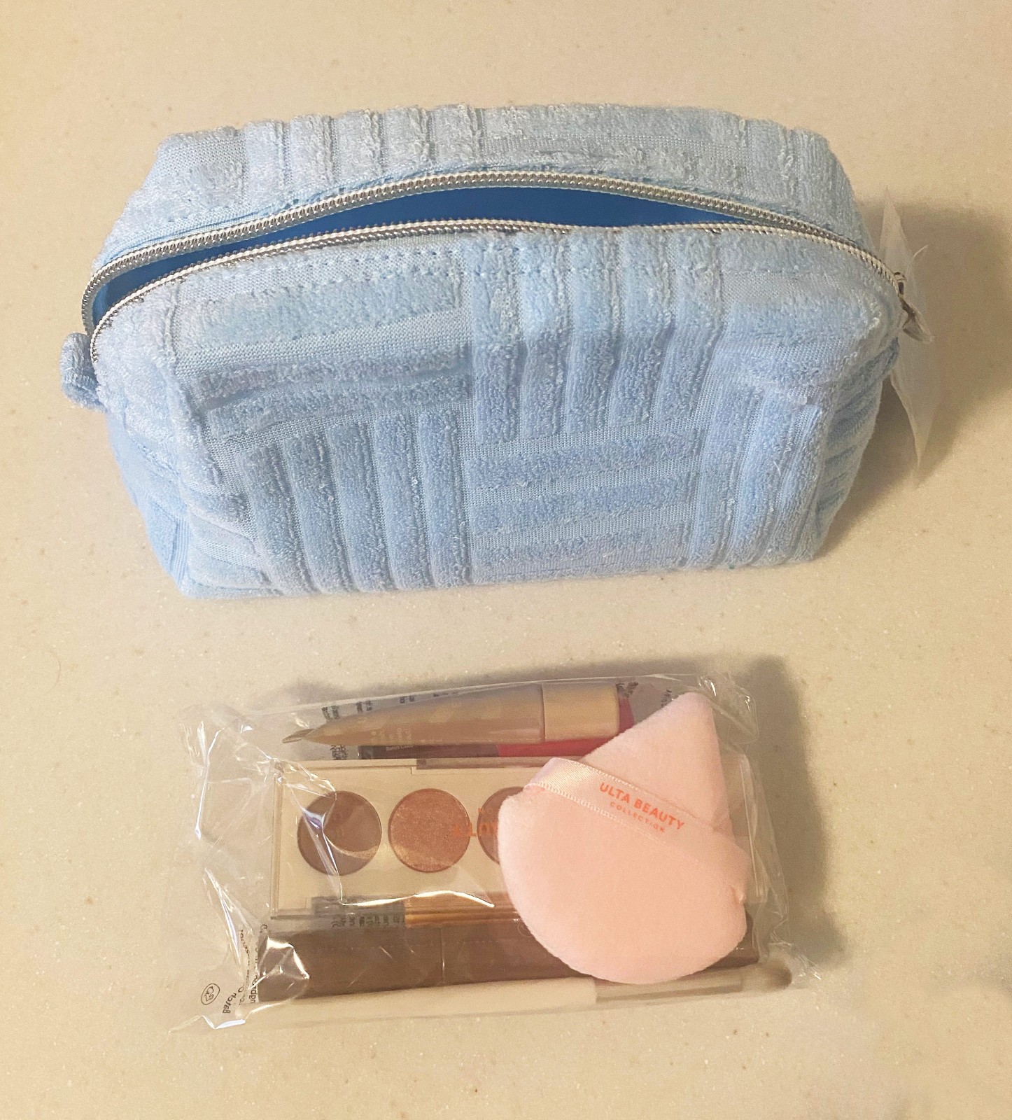 Ulta Beauty Collection 8 Piece Makeup Gift Set with Blue Terry Cosmetic Bag