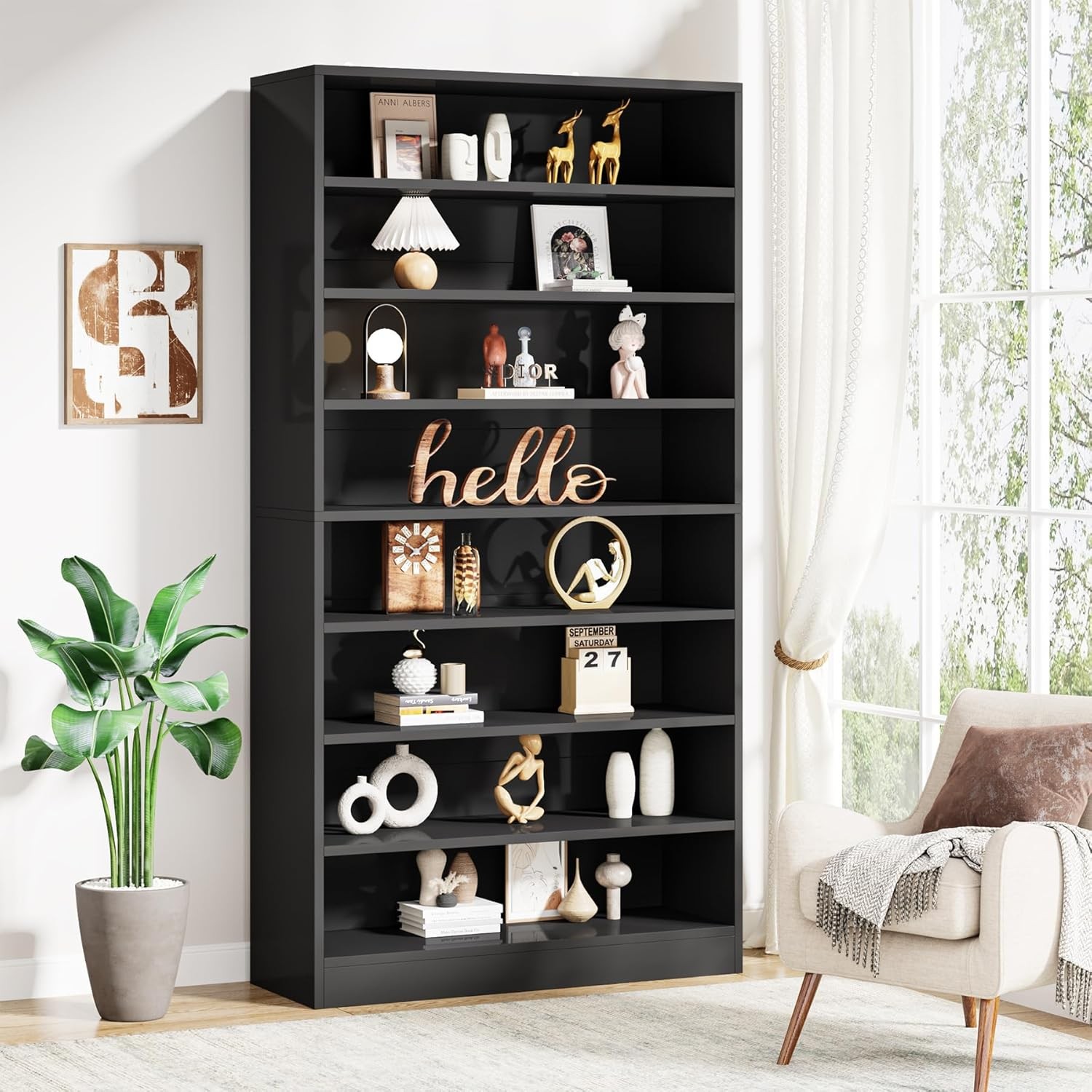 71 Inch Tall Bookcase Modern Freestanding Bookshelf 9 Tier Open Display Shelf