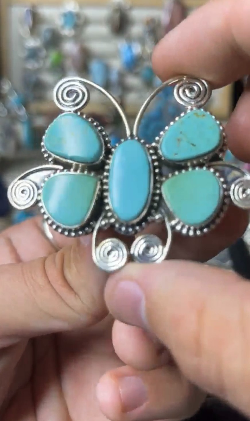 Turquoise Sterling Silver Butterfly RING Southwestern *Gorgeous*