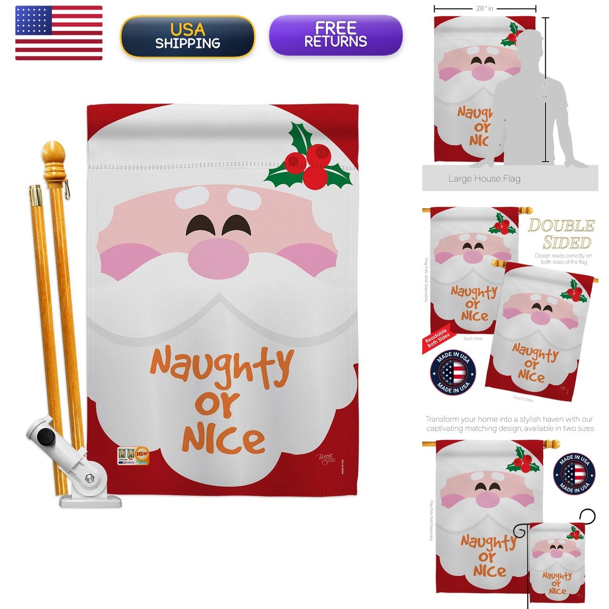 Breeze Decor HS114153-BO Naughty Or Nice Flag Set 28\