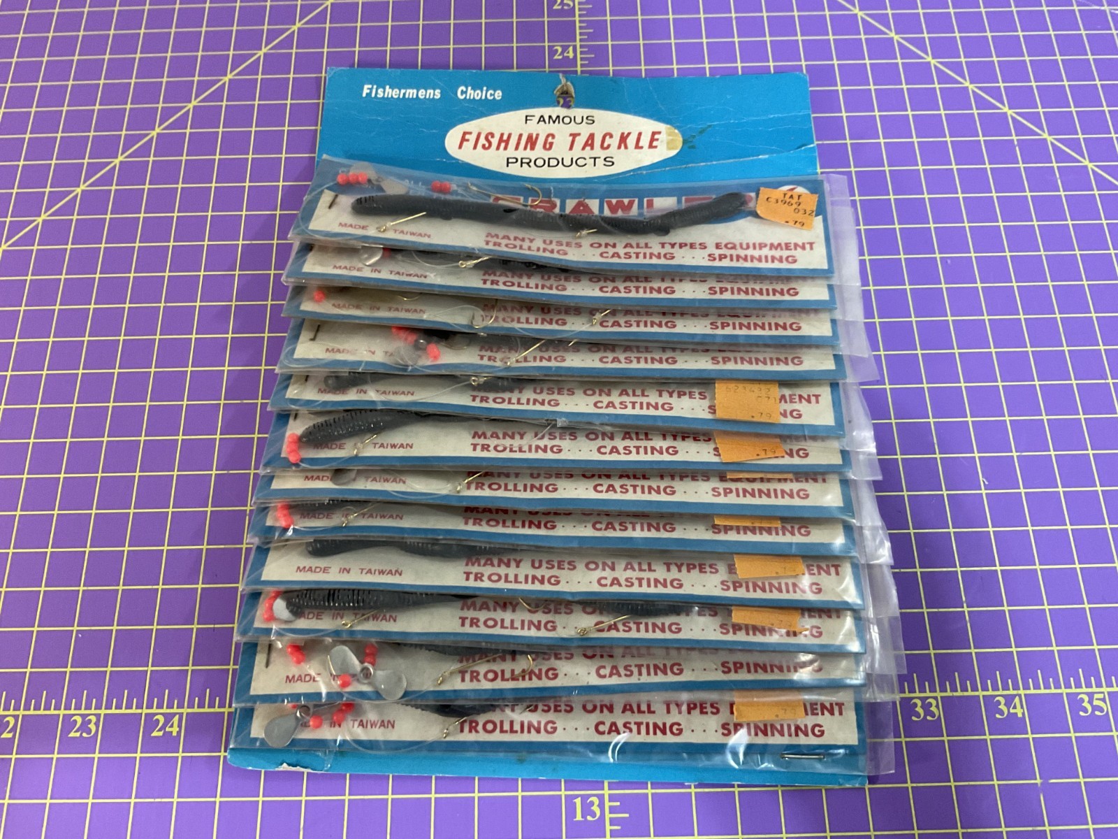 Vintage NOS Fishing Card Lot Famous Fishing Tackle Night Crawler Lure 12 Total