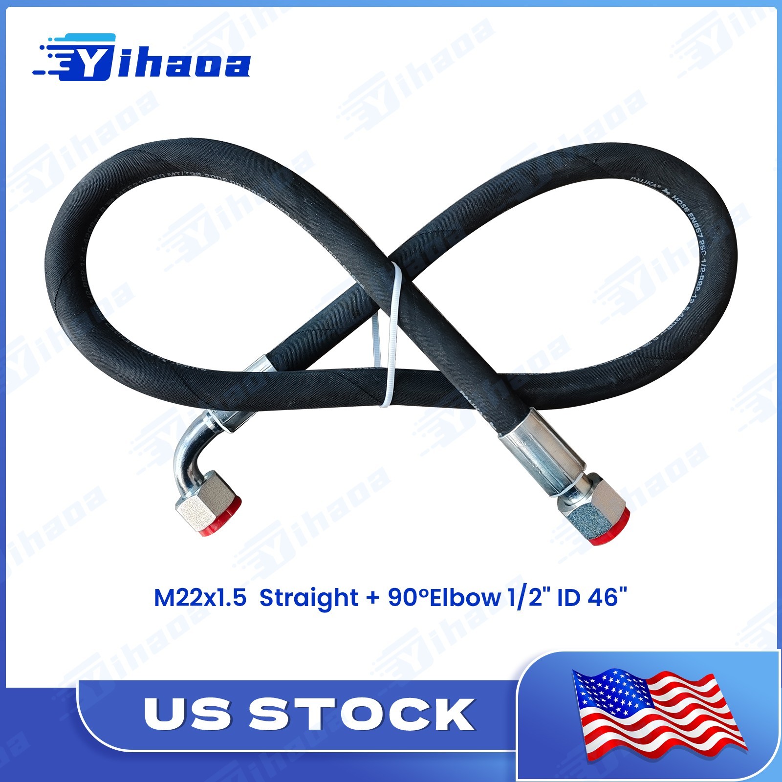 M22x1.5 Excavator Hydraulic Hose Straight+90°Elbow 1/2\