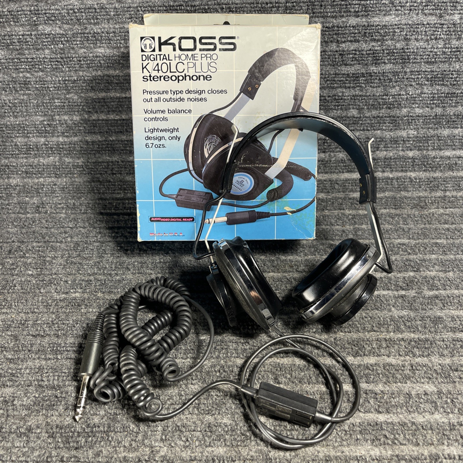 Vintage Koss K/40LC Plus Stereophone Over Ear Headphones Volume Control TESTED