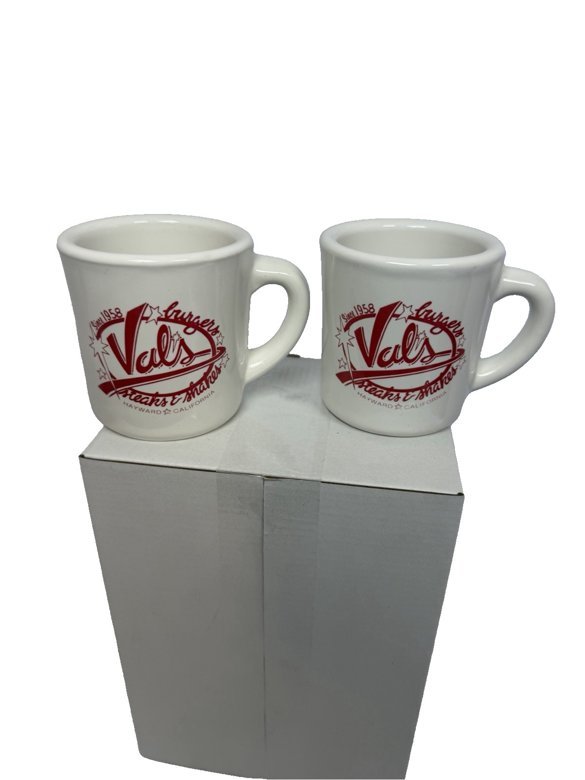 Vintage Val\'s Burgers Hayward California 1980\'s Mug Set