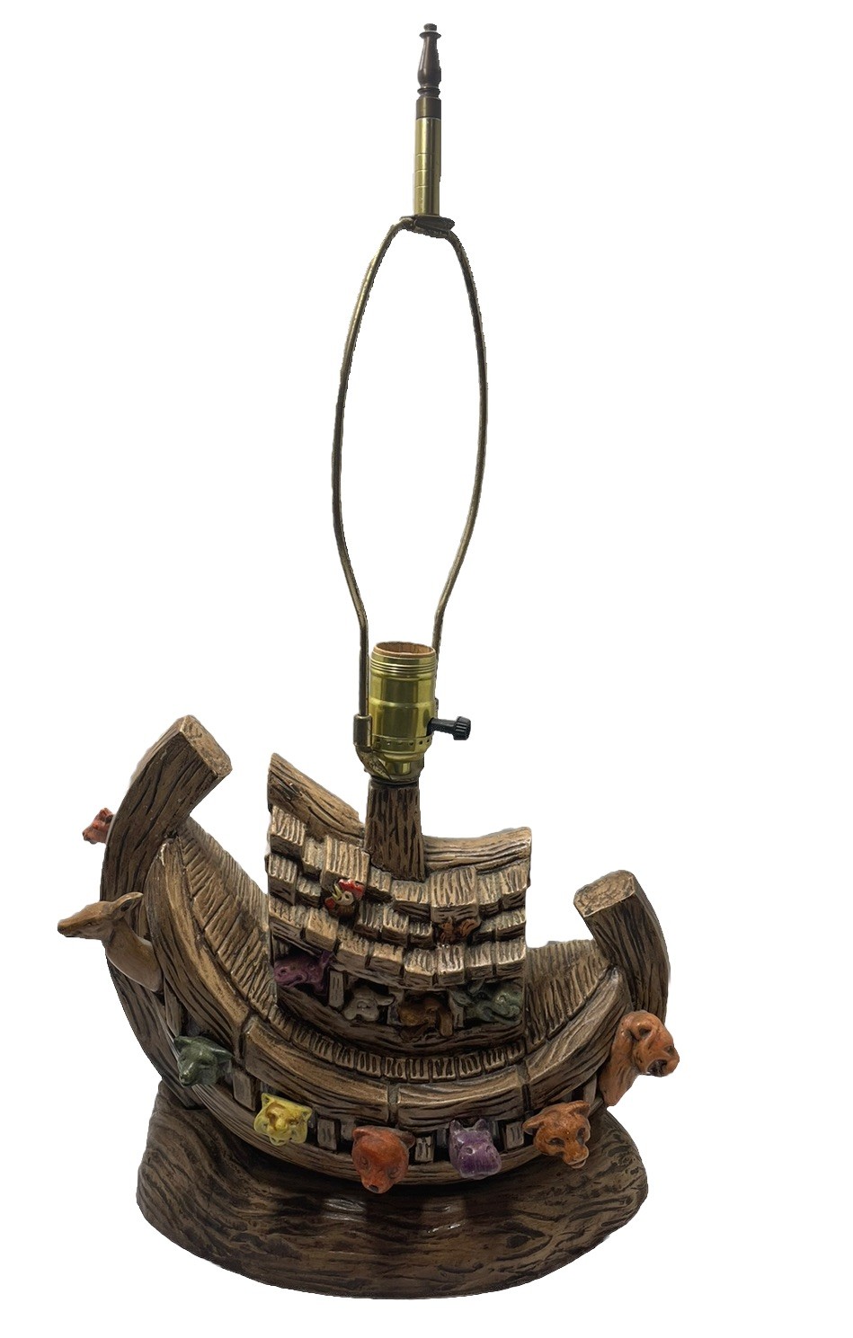 Vintage Noah's Ark Lamp Holiday Christmas Display - HAND PAINTED Ceramic