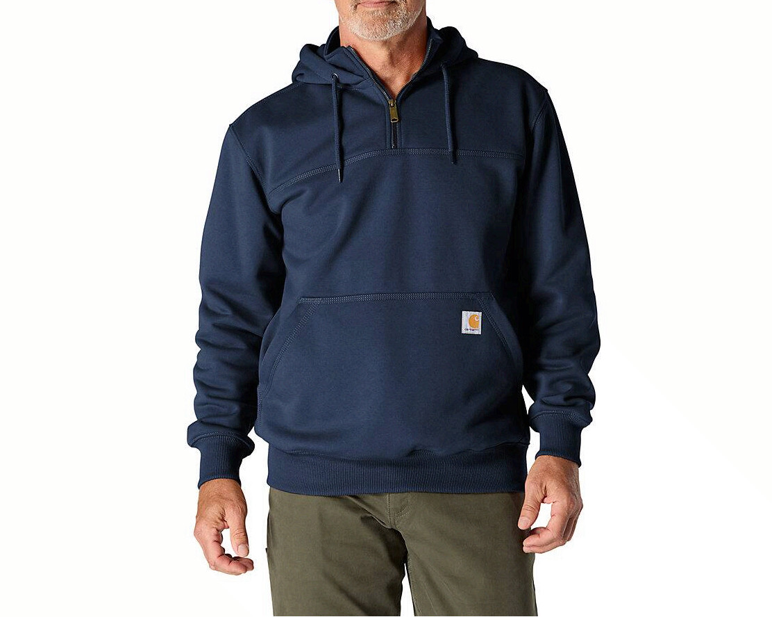 Carhartt Men's Rain Defender Quarter Zip Sweatshirt New Navy Loose Fit 100617