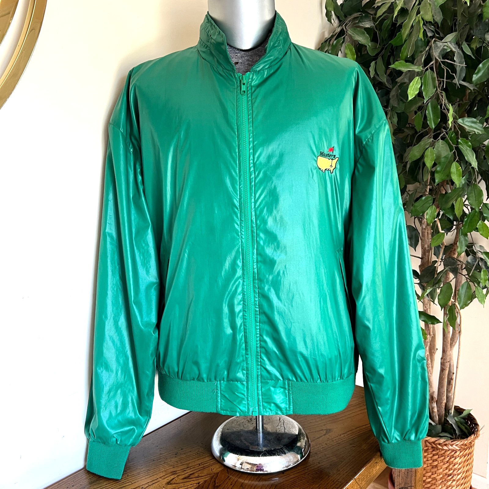 Masters Golf Men\'s XL Green Windbreaker Jacket Full Zip Augusta National Vtg 90s