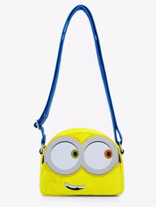 Loungefly Crossbody: Minions Despicable Me Bob Cosplay Fuzzy Yellow Bag Purse