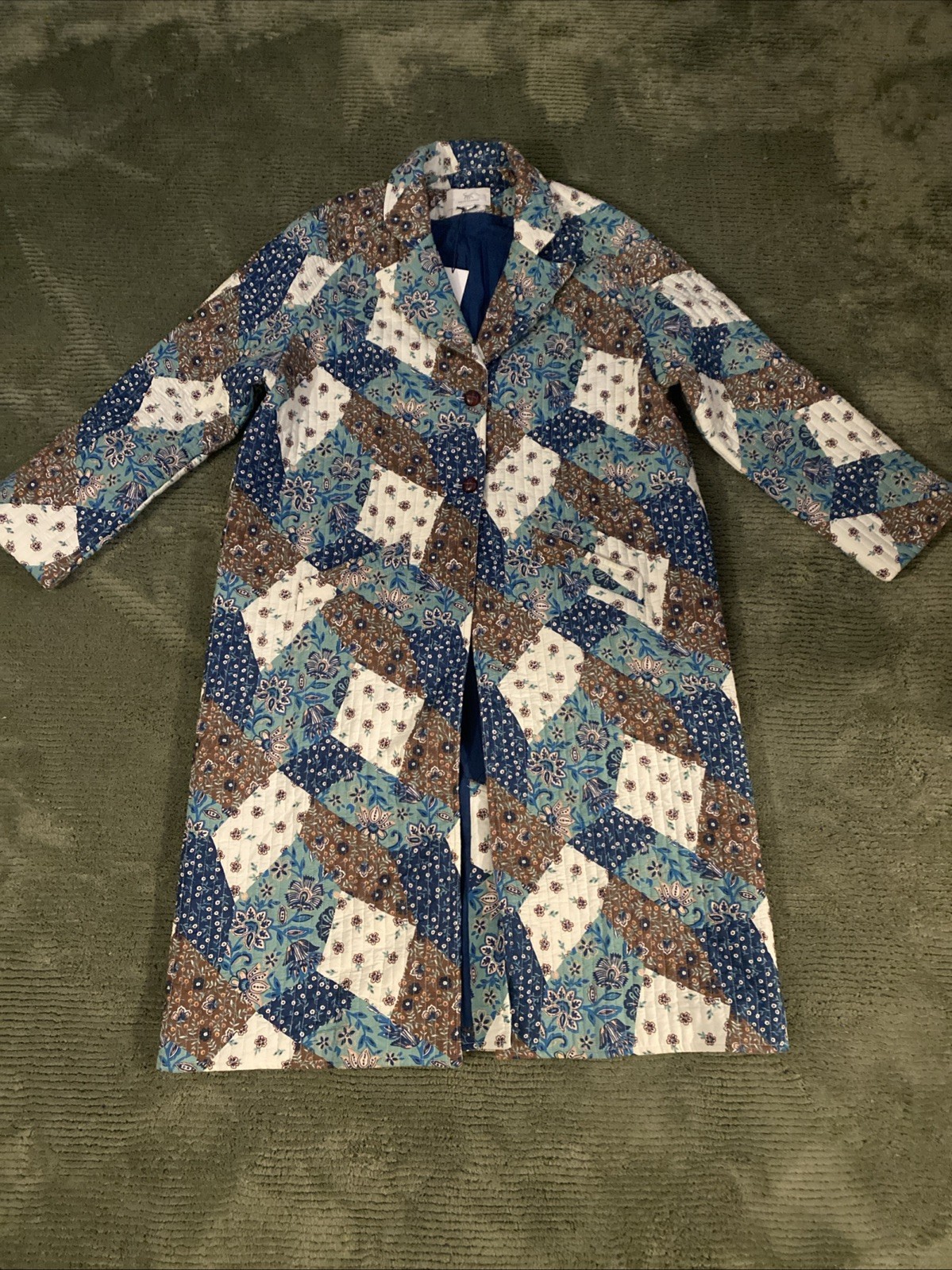 Printfresh Wren Jacket Blue Vintage Quilted Patchwork Style Organic Cotton