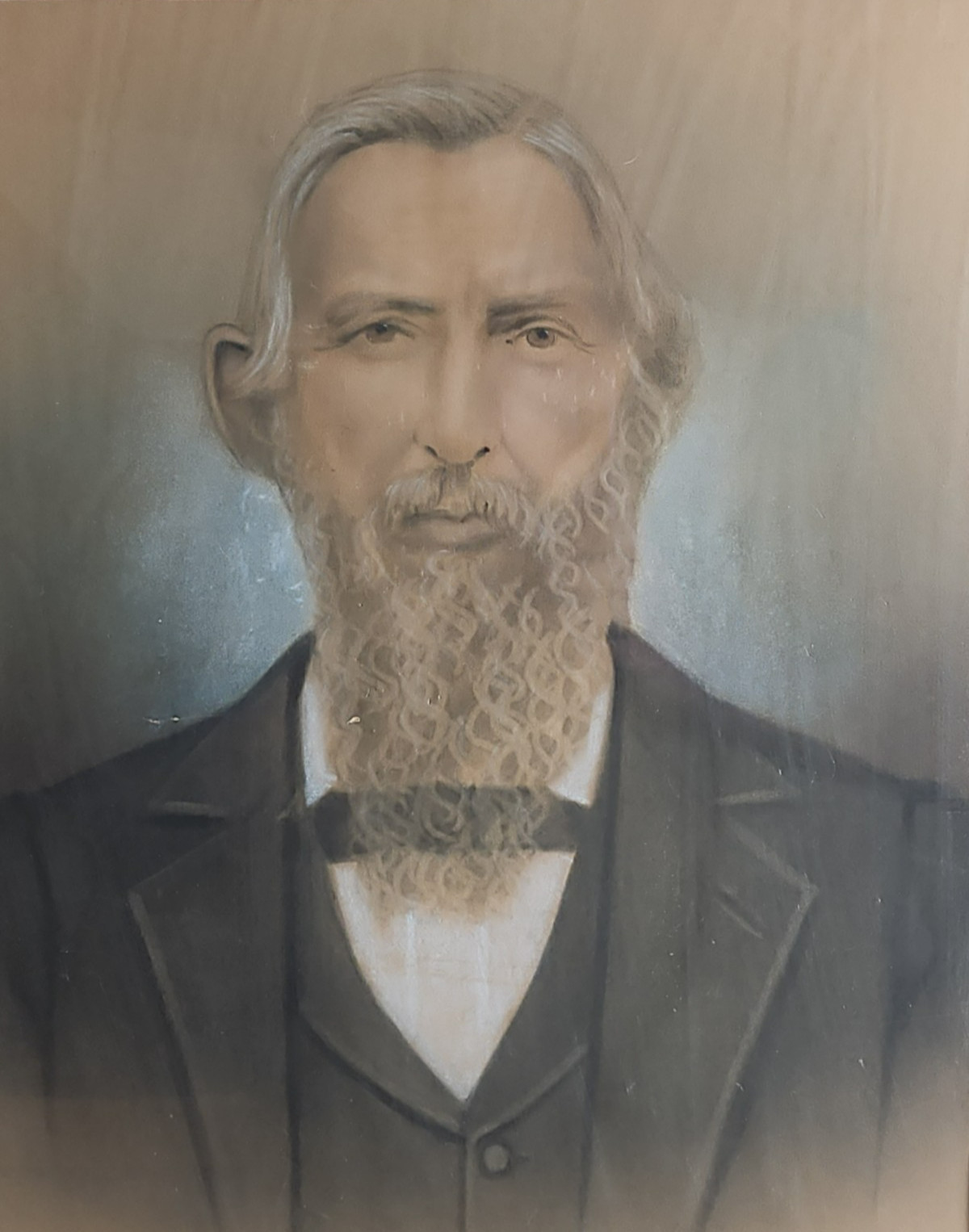 1800\'s Antique Older Gentlemen Portrait w/Not Orig. Wood Frame, Colorized Finish