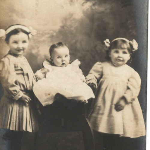 Little Girls and Baby Antique Real Photo Postcard RPPC Little Girls and Baby Antique Real Photo Postcard RPPC