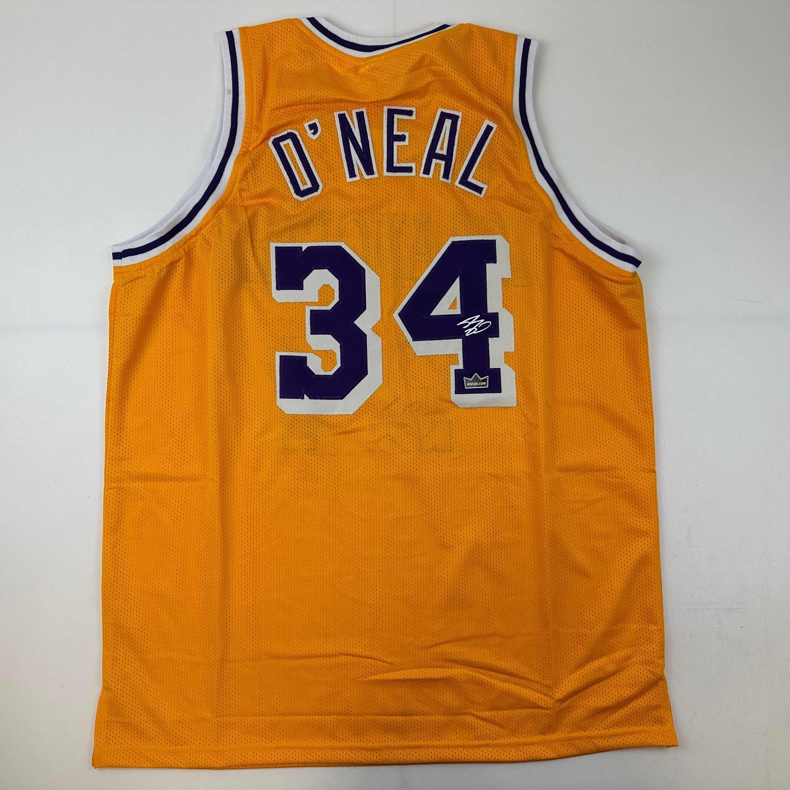 Facsimile Autographed Shaquille Shaq O\'Neal Los Angeles Yellow Jersey XL