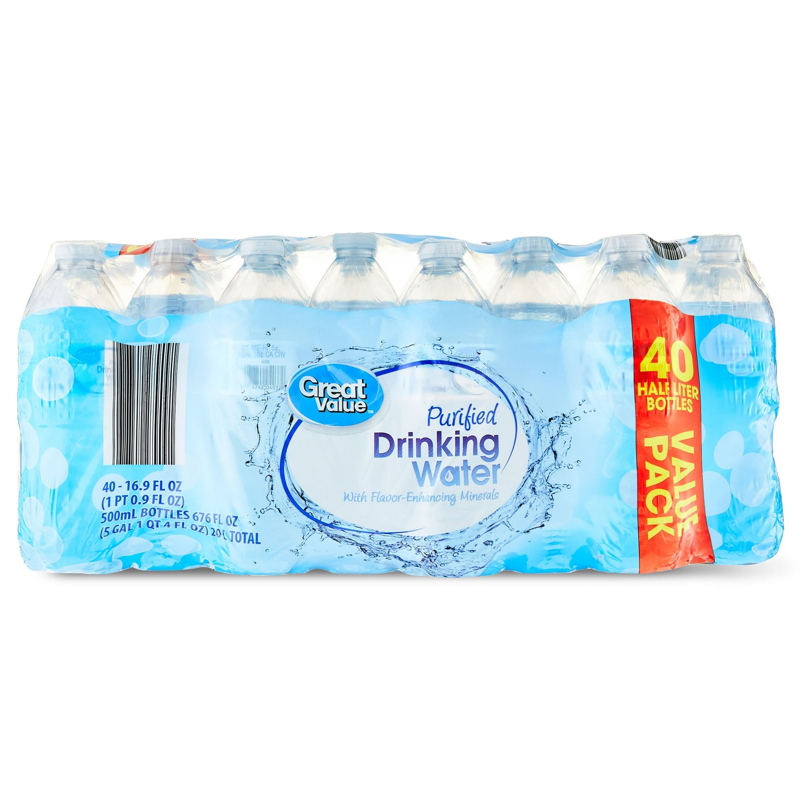 Great Value Purified Drinking Water, 16.9 fl oz Bottles, 40 Count Pack - NEW Great Value Purified Drinking Water, 16.9 fl oz Bottles, 40 Count Pack - NEW