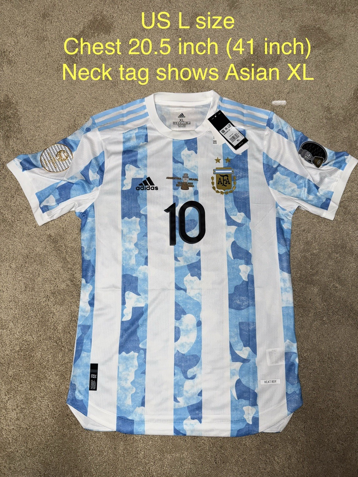 BNWT Argentina 2021 Copa America Final Player Issue #10 Messi shirt “US L”