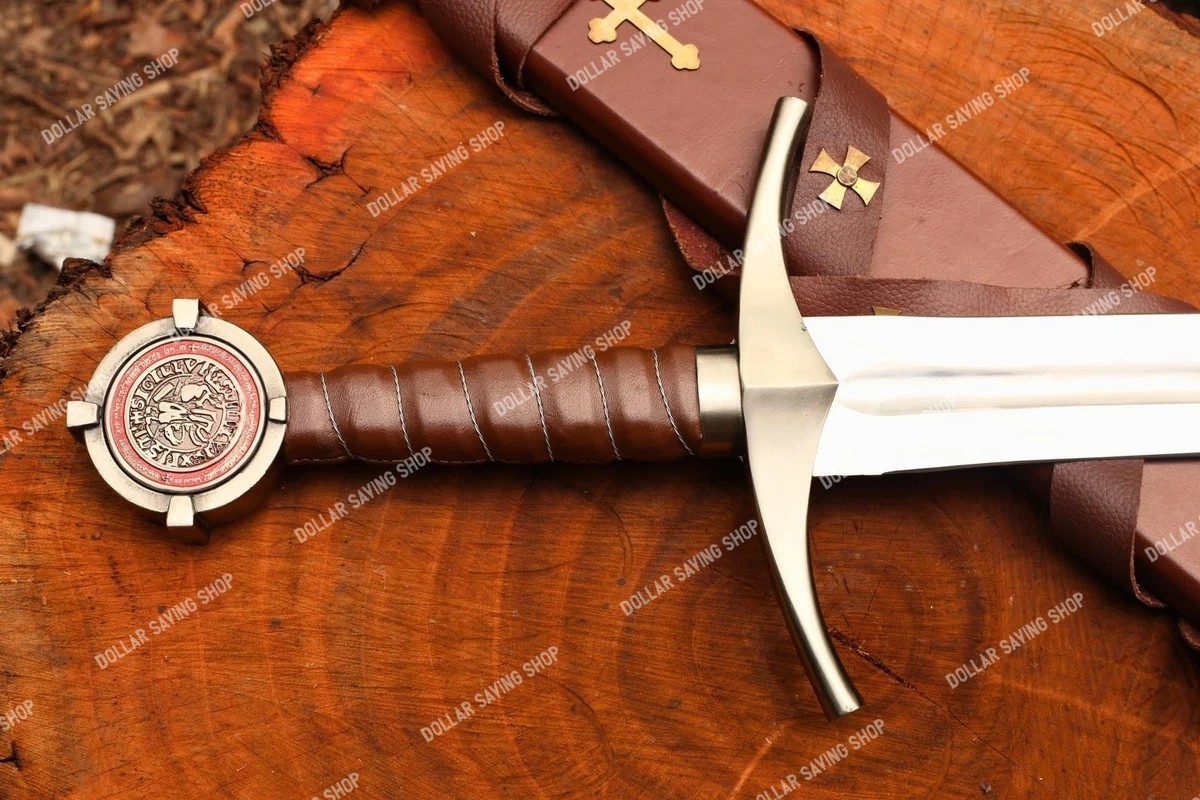 Knight Templar Sword Crusader Medieval Knight Replica Steel Blade with Scabbard