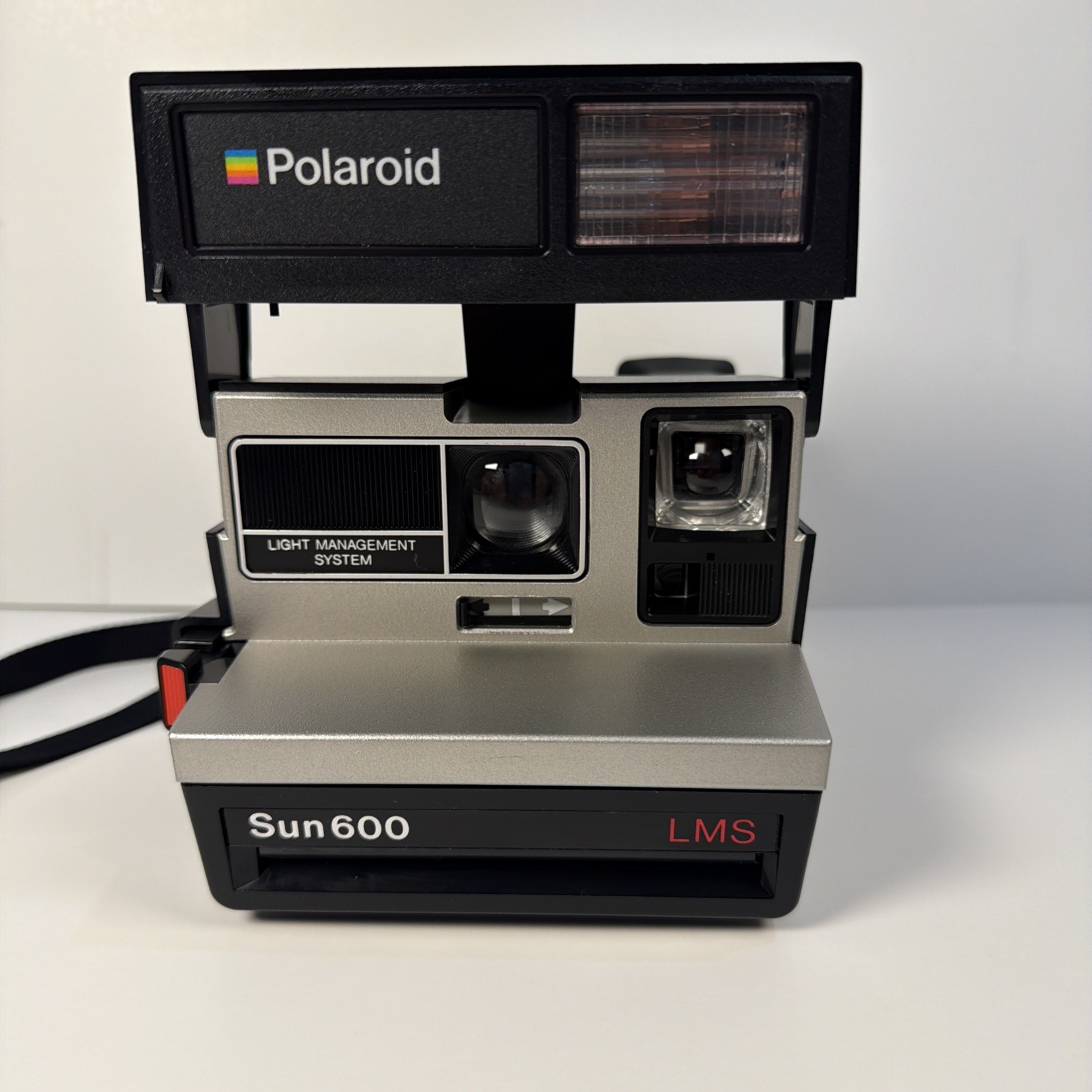 Polaroid Sun 600 LMS Instant Camera OS Silver Black Vintage 80s Retro Tested