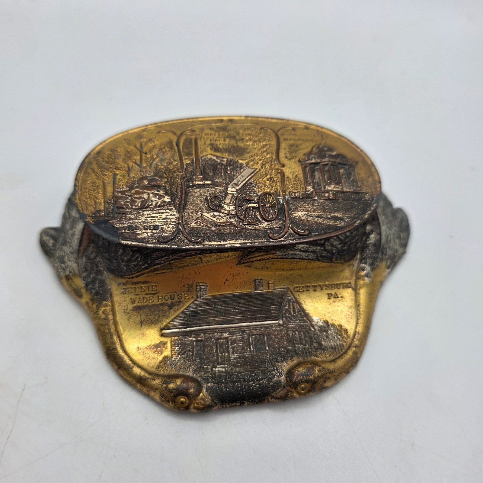 Antique A.C. Bosselman Gettysburg Jennie Wade House Double Inkwell Japan