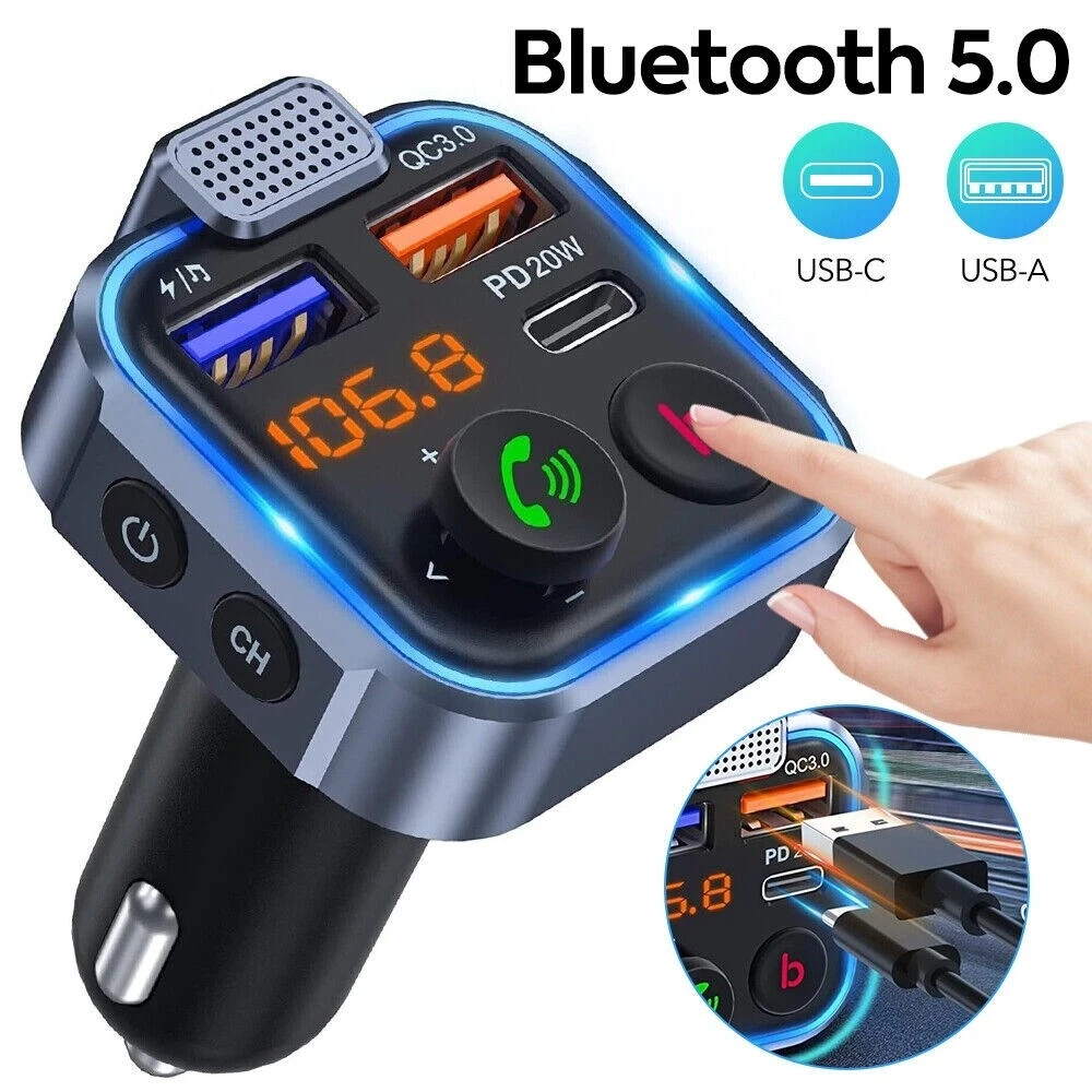 LENCENT FM Transmitter Wireless Bluetooth 5.0 Handsfree Car Kit Audio MP3 Player LENCENT FM Transmitter Wireless Bluetooth 5.0 Handsfree Car Kit Audio MP3 Player