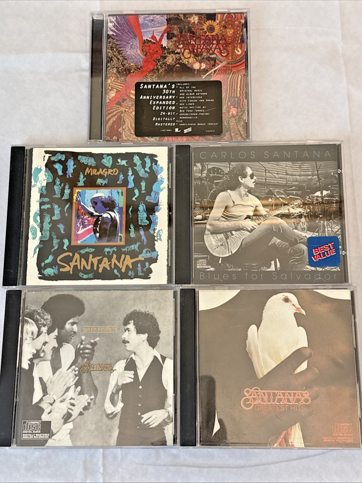Lot of 5 Santana CD's Milagro Greatest Hits Abraxas Inner Secrets - TESTED