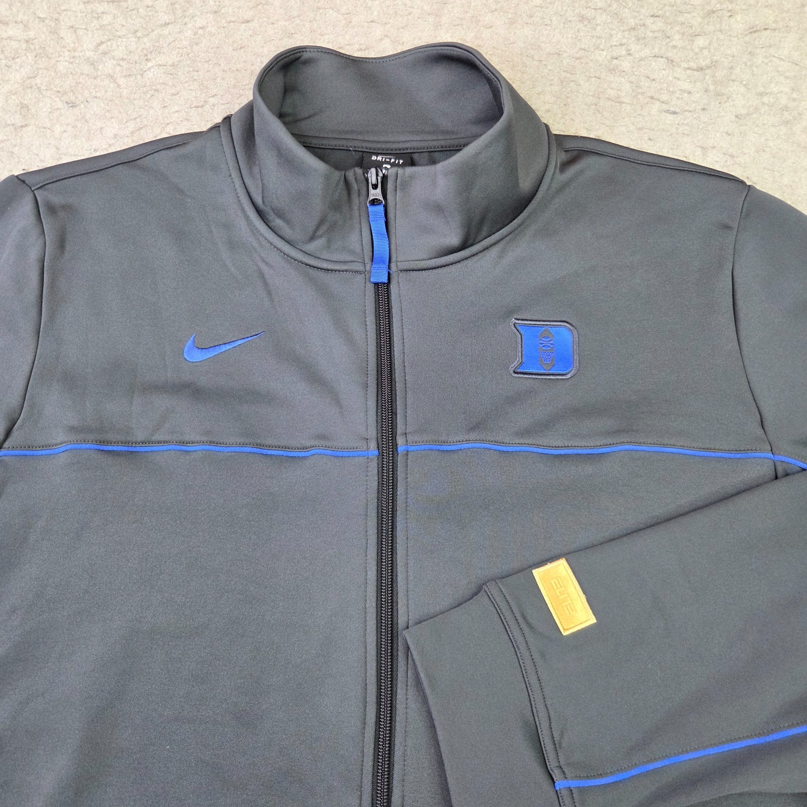 Nike Elite Duke Blue Devils Full Zip Jacket Mens XL Gray Performance Mock Neck