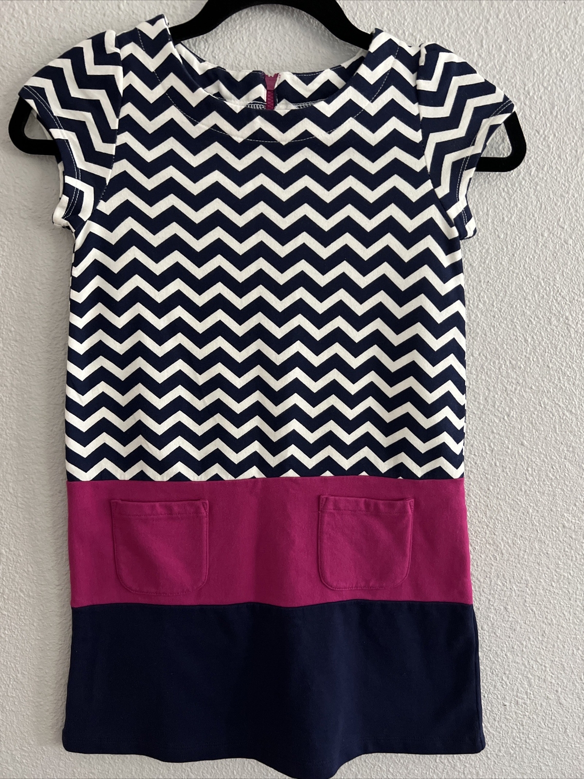 NWOT Gymboree Girls Size 8 Navy Chevron Dress With Pockets Size 8 NWOT Gymboree Girls Size 8 Navy Chevron Dress With Pockets Size 8