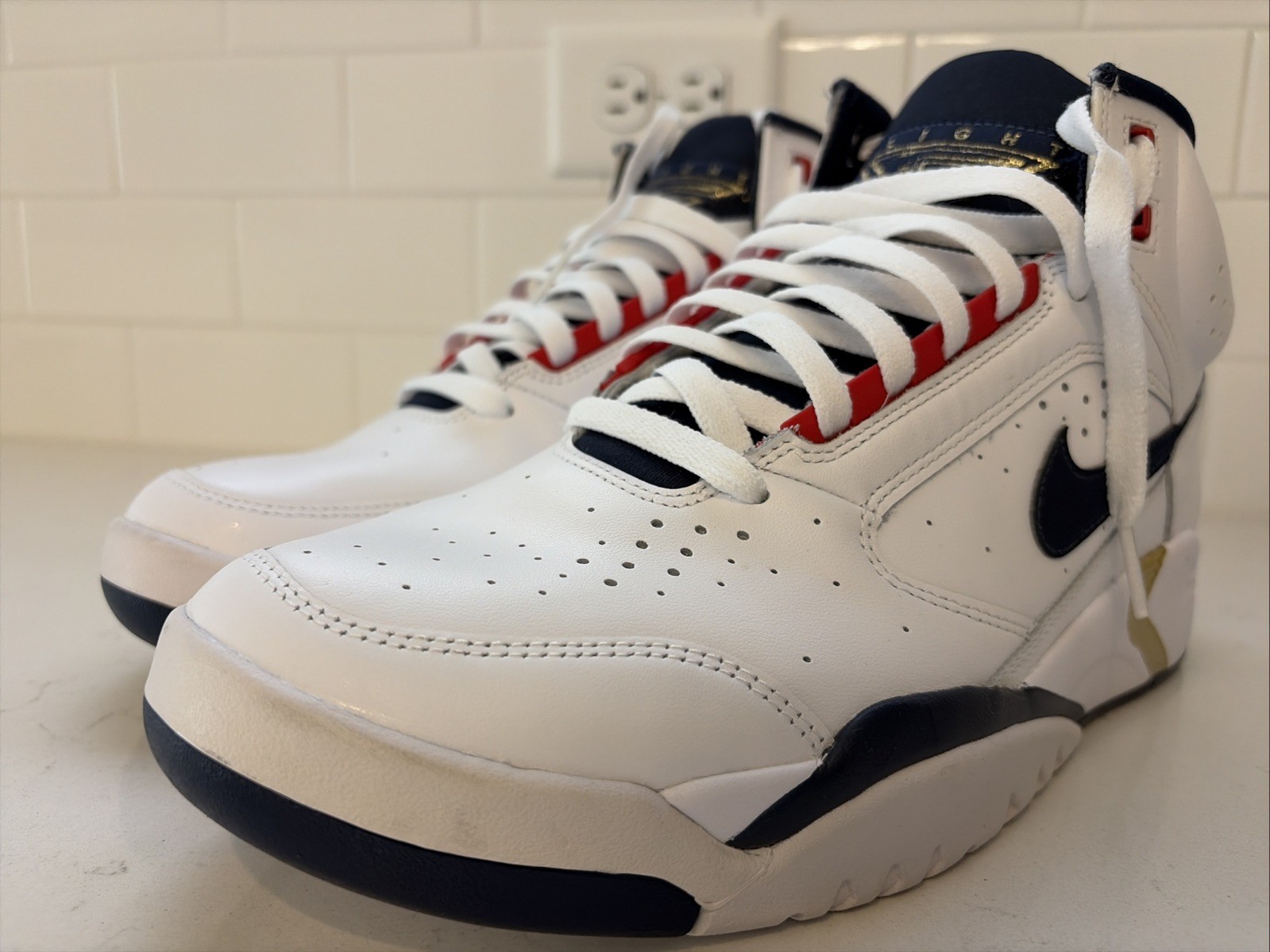 Nike Air Flight Mid 2 Olympic New DS Size 9.5 White Blue Red DEAD STOCK stockX