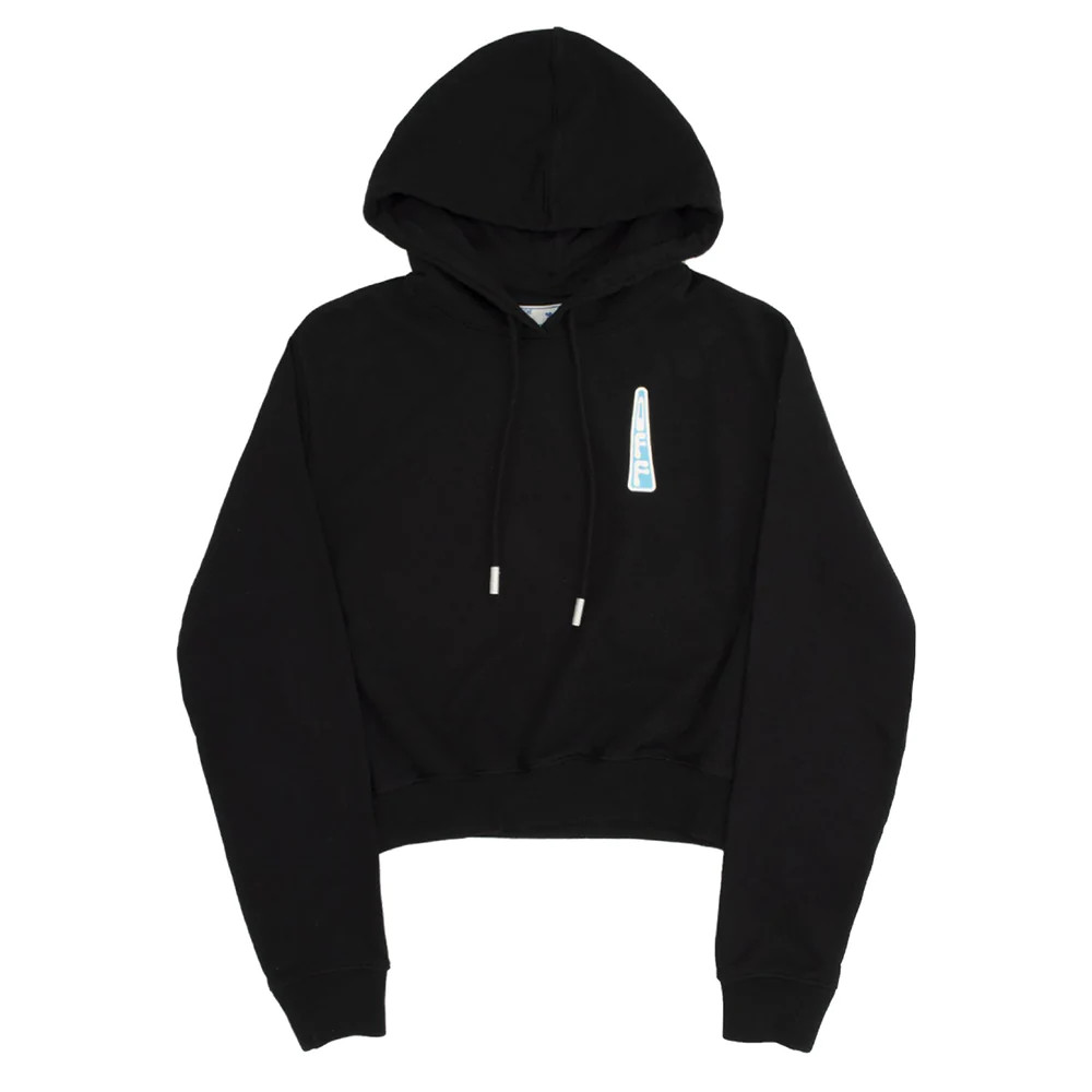 Off-White Women\'s Triangle Logo Cropped Cotton Sweatshirt Black Blue
