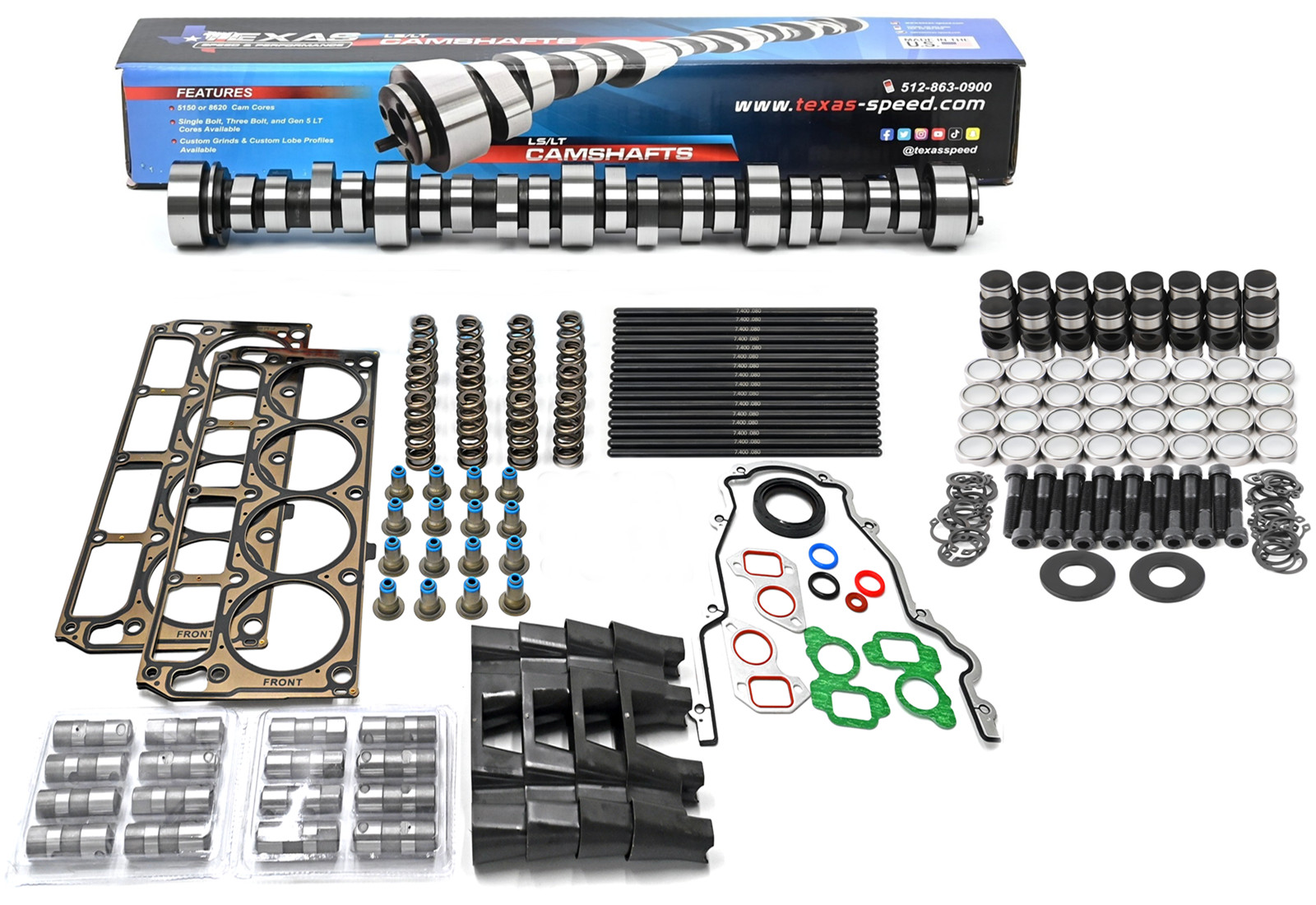 Texas Speed TSP 224R Cam Kit Trunnion Lifters Pushrods LS1 Gaskets 5.7L 5.3L LM7