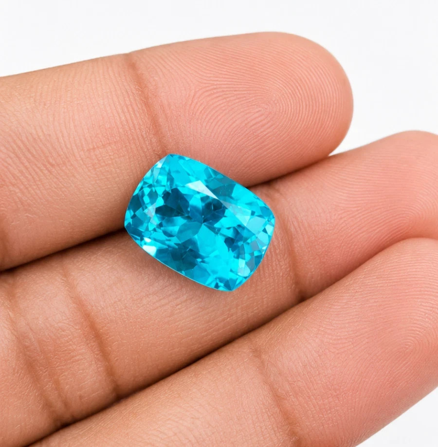 AAA 13 Ct GIE Certified Natural Blue Paraiba Tourmaline Cushion Loose Gemstone