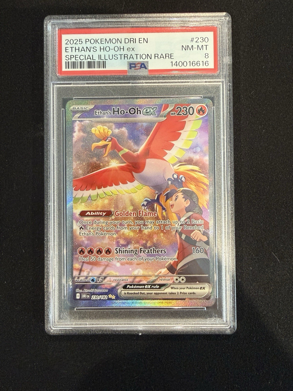 The Pokémon Company 2025 Ethan\'s Ho-Oh ex 230/182 Destined Rivals SIR Holo PSA