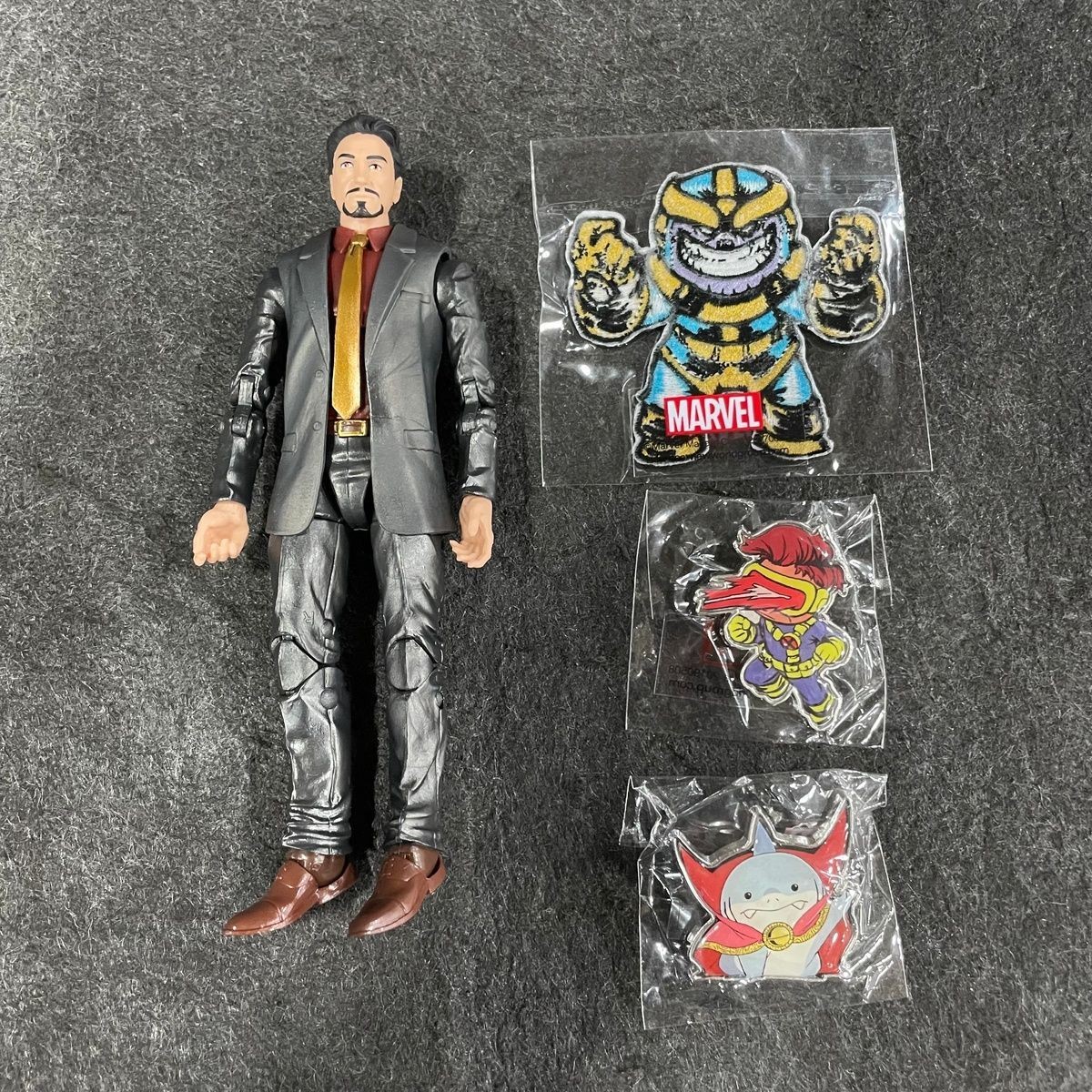 MARVEL UNLIMITED Marvel Legends Tony Stark Figure, Patch and Pins