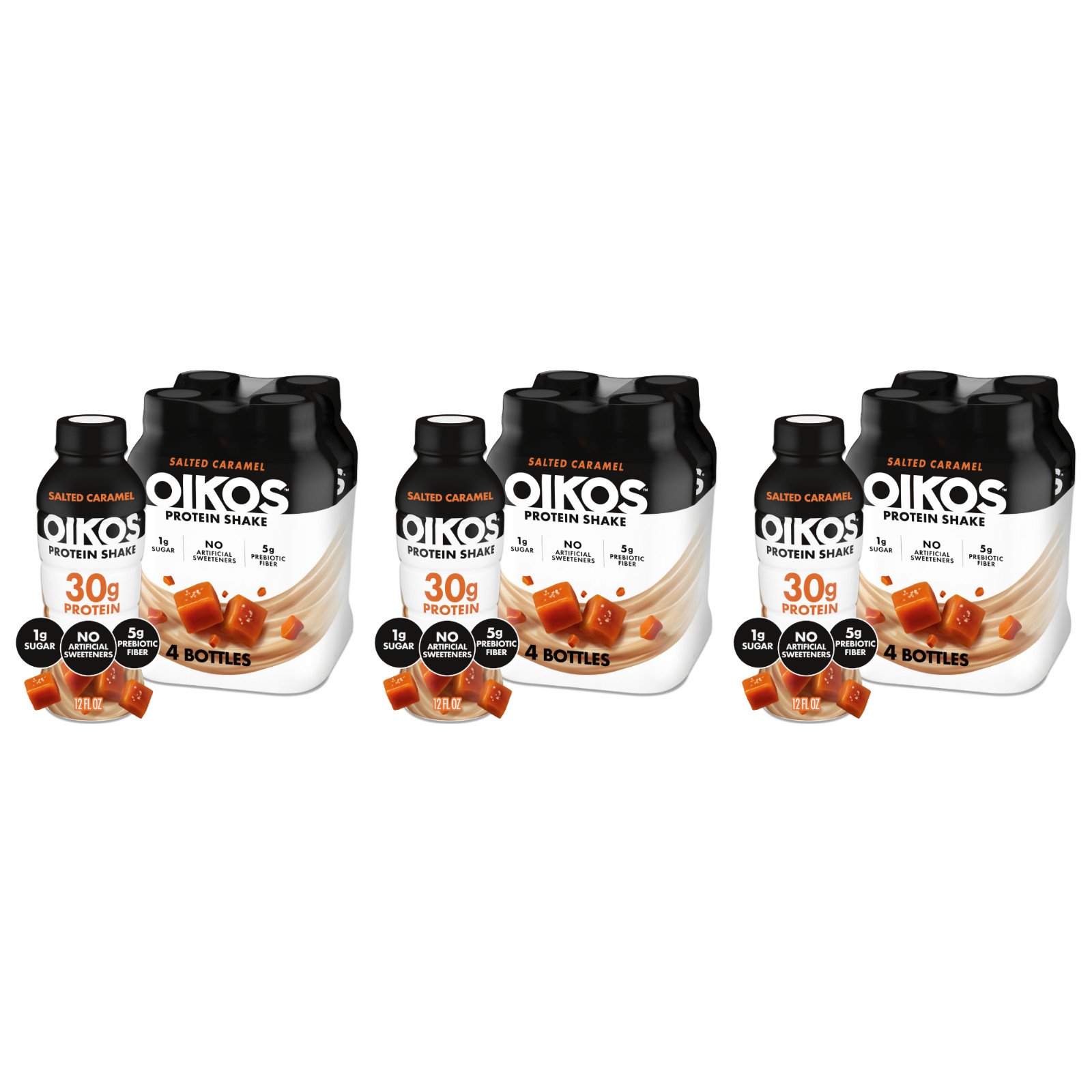 Oikos Protein Shake Salted Caramel 30g Protein 12 fl oz 12 Bottles