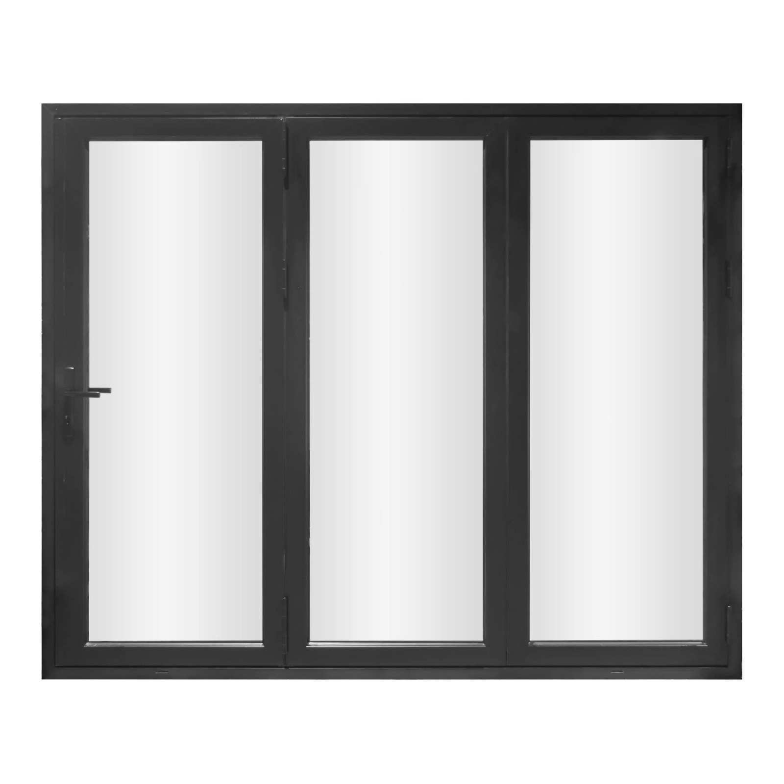 3 Panel,0R3L or 3R0L Folding Patio Door, Outswing, Folded Out, Aluminum