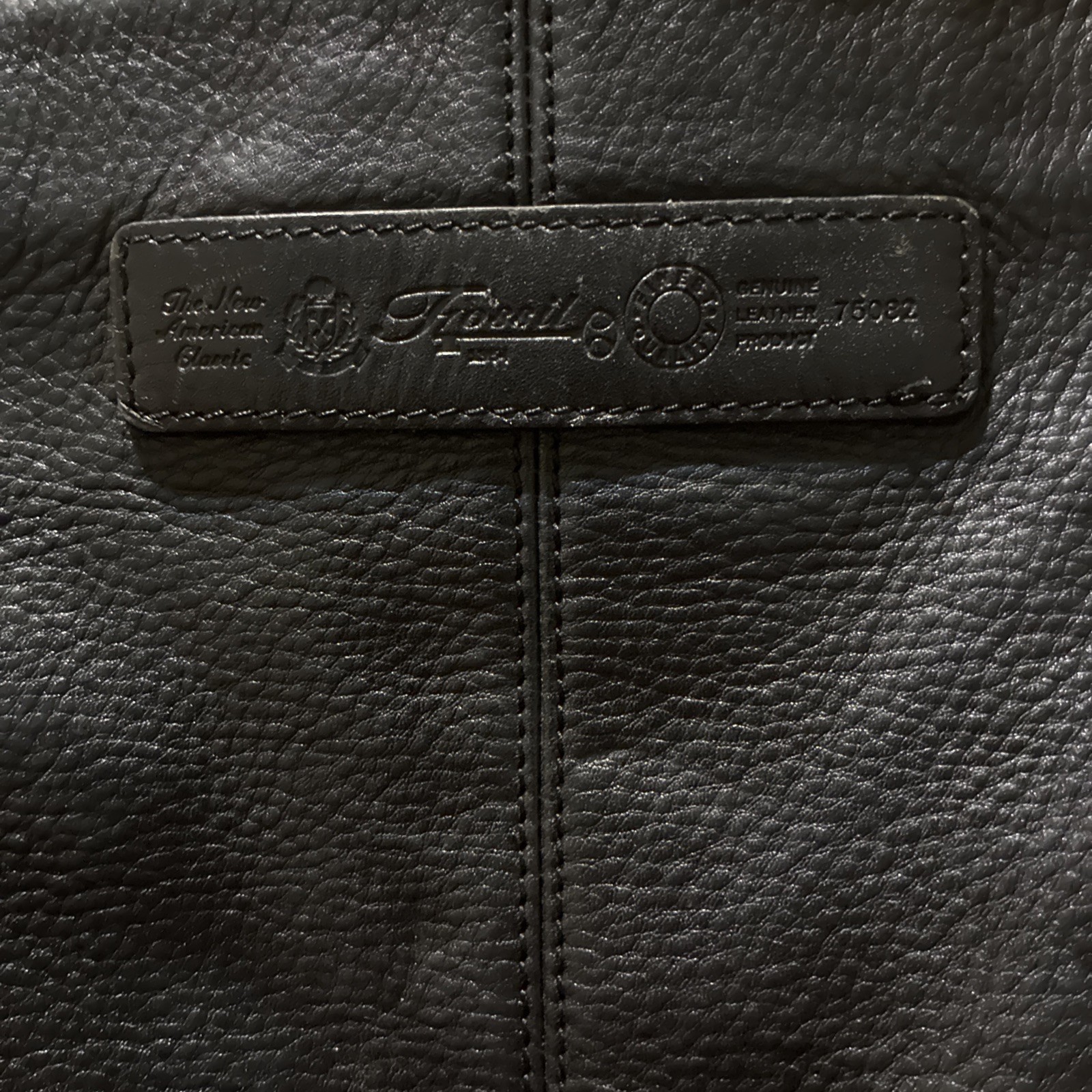 Vintage Fossil 1954 Crossbody Bag Purse Pebbled Black Leather Key 75082 EUC